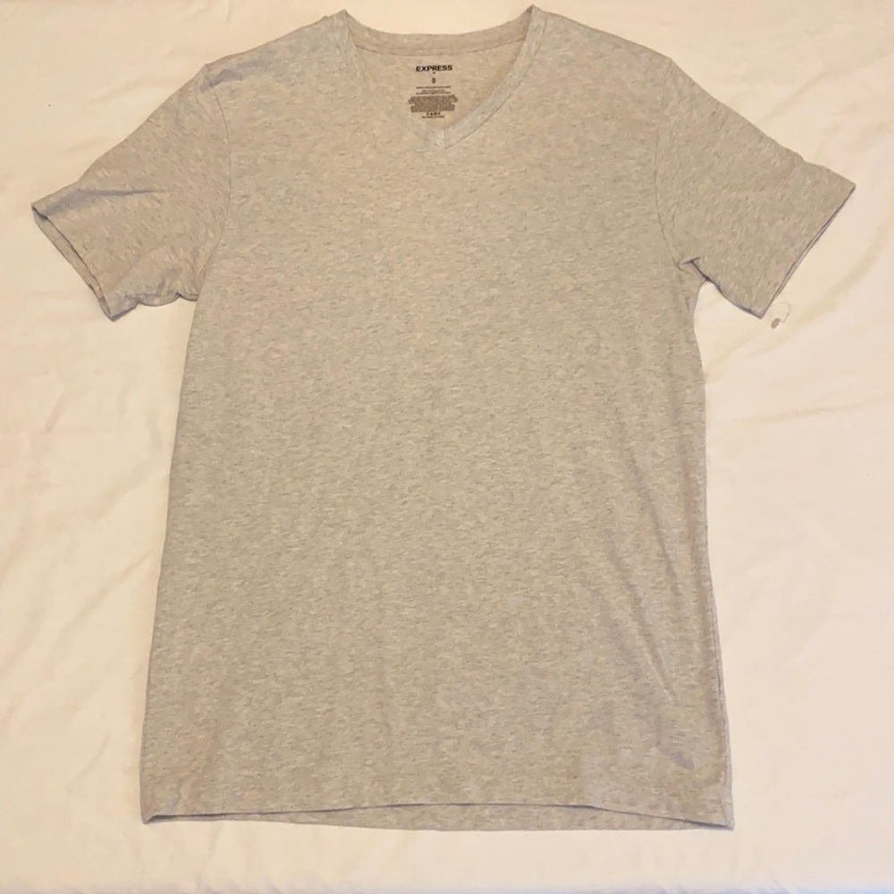 Express Light Gray V-neck T-shirt Size Medium